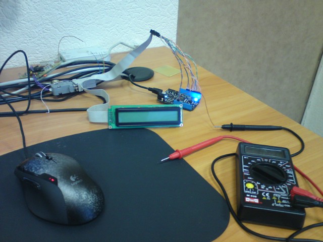 My work desk with Netduino and Lcd connected
